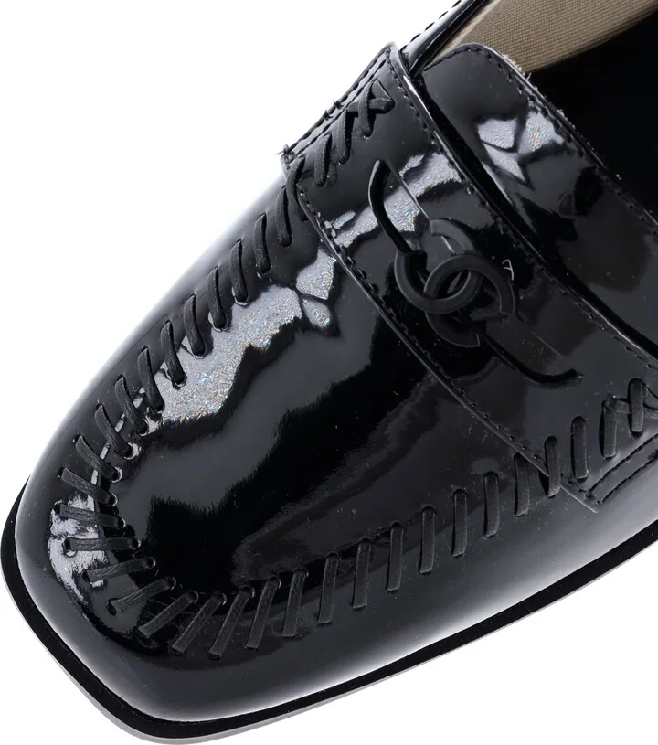 CHANEL Women's CC Loafers Stitched Patent - Image 5
