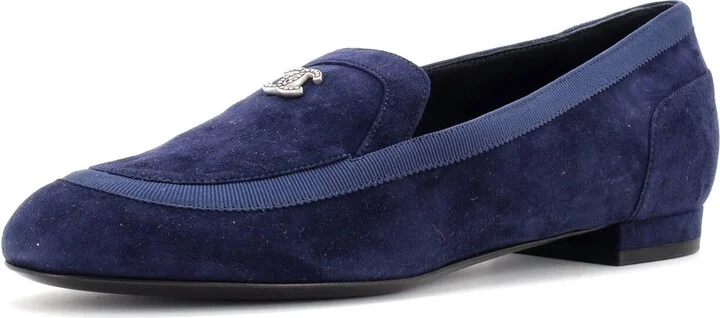 CHANEL Women's CC Loafers Suede