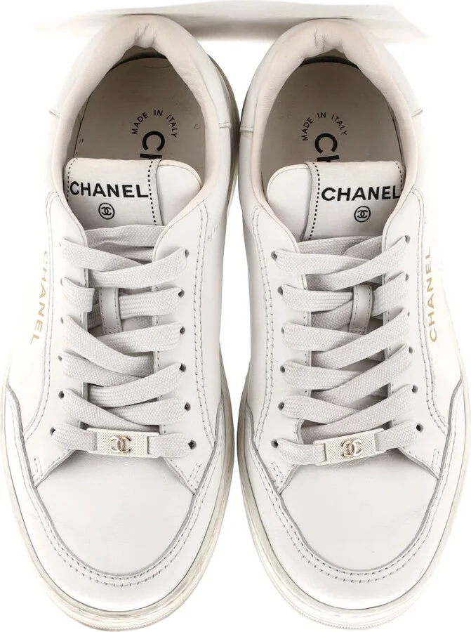 CHANEL Women's CC Logo Low-Top Sneakers Leather - Image 2