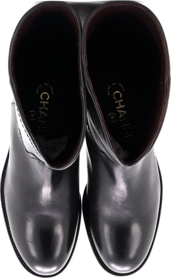 CHANEL Women's CC Logo Moto Boots Leather - Image 2