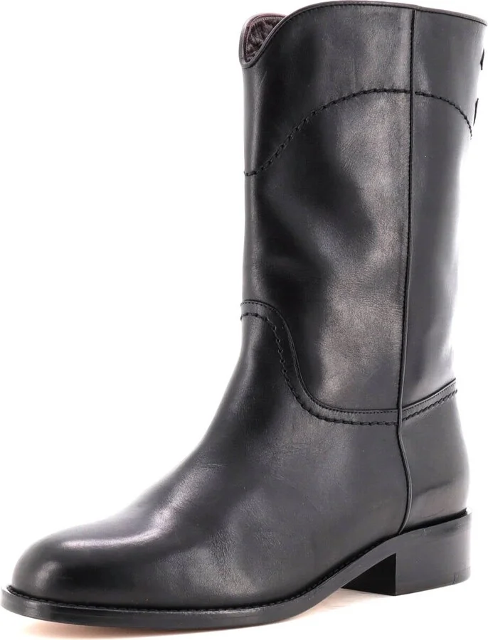 CHANEL Women's CC Logo Moto Boots Leather