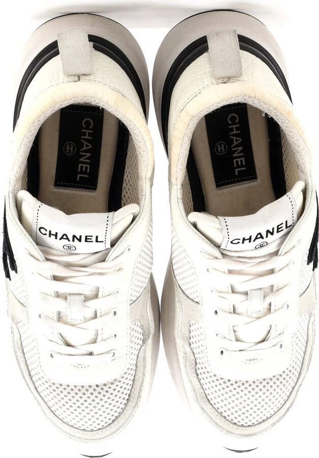 CHANEL Women's CC Low-Top Sneakers Leather and Mesh - Image 2