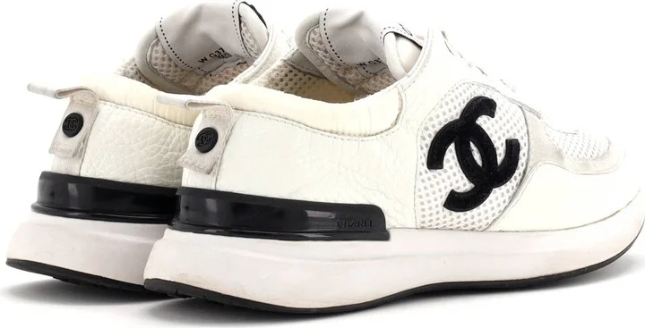 CHANEL Women's CC Low-Top Sneakers Leather and Mesh - Image 3