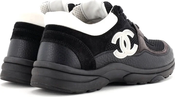 CHANEL Women's CC Low-Top Sneakers Leather and Mesh - Image 3
