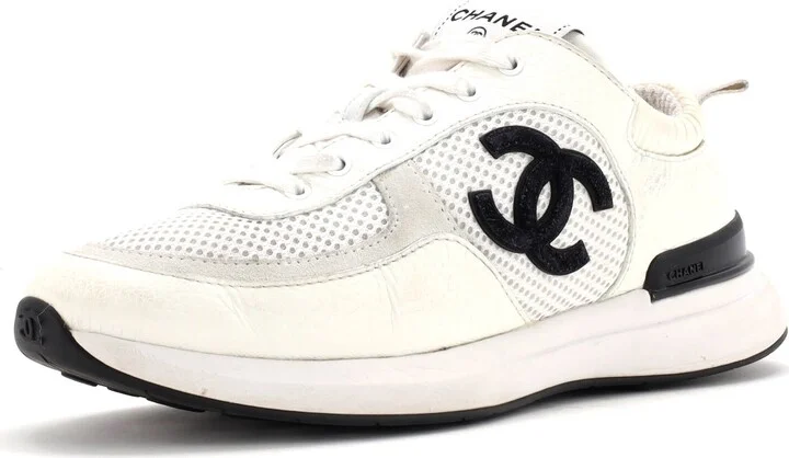 CHANEL Women's CC Low-Top Sneakers Leather and Mesh