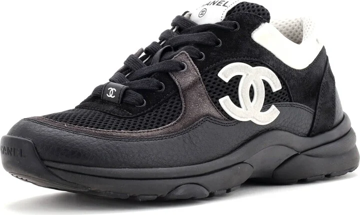 CHANEL Women's CC Low-Top Sneakers Leather and Mesh