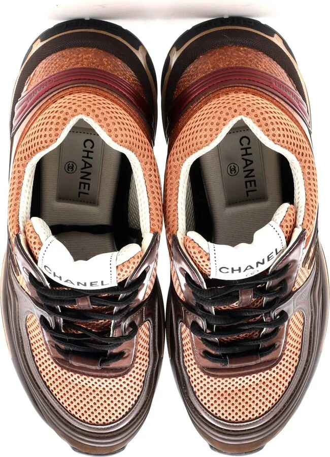 CHANEL Women's CC Low-Top Sneakers Mesh and Laminated Leather - Image 2