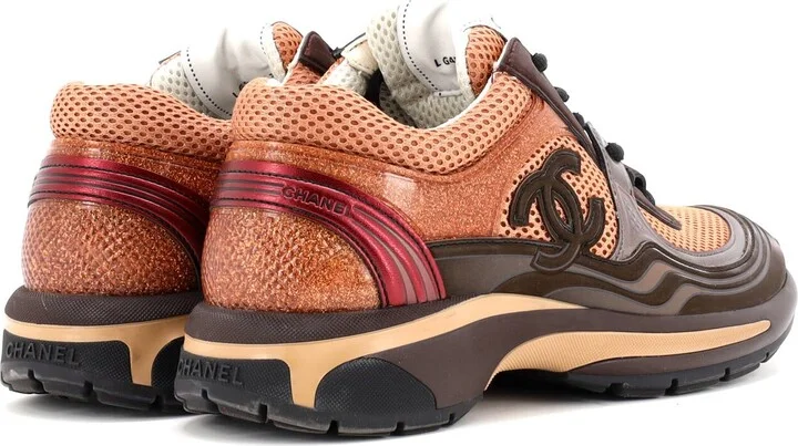 CHANEL Women's CC Low-Top Sneakers Mesh and Laminated Leather - Image 3