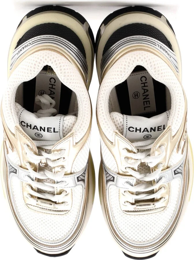 CHANEL Women's CC Low-Top Sneakers Mesh and Laminated Leather - Image 2