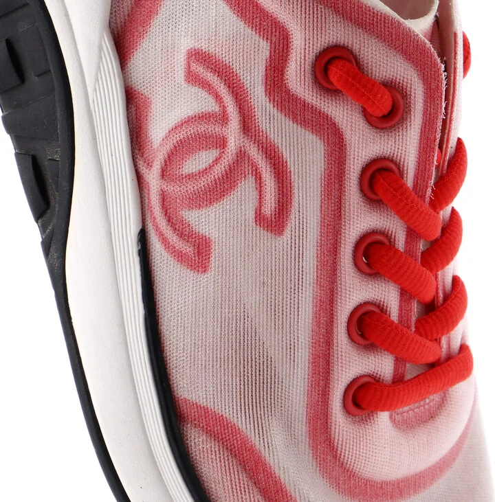 CHANEL Women's CC Low-Top Sneakers Mesh Lycra - Image 5