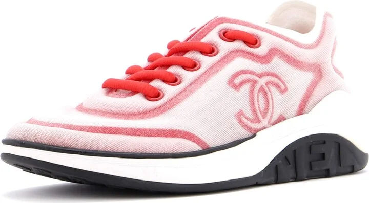 CHANEL Women's CC Low-Top Sneakers Mesh Lycra