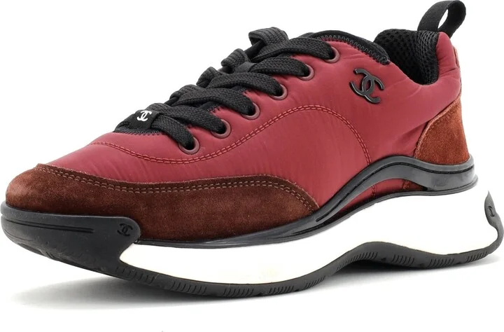 CHANEL Women's CC Low-Top Sneakers Nylon and Suede