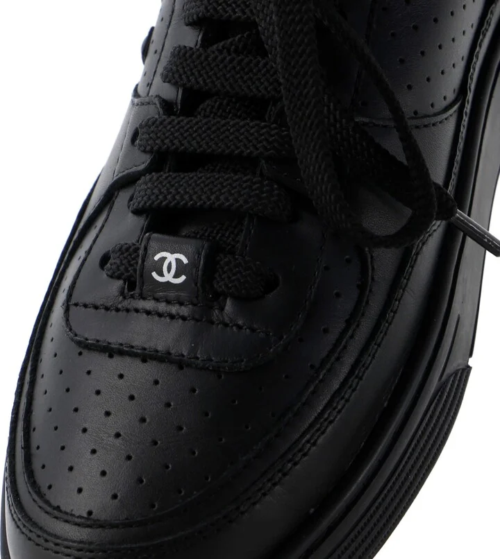 CHANEL Women's CC Low-Top Sneakers Perforated Leather - Image 5