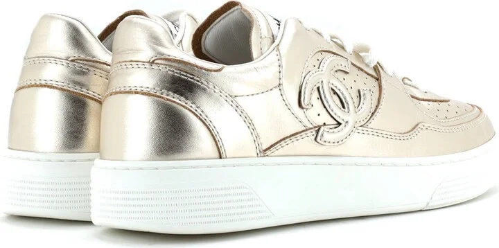 CHANEL Women's CC Low-Top Sneakers Perforated Leather - Image 3