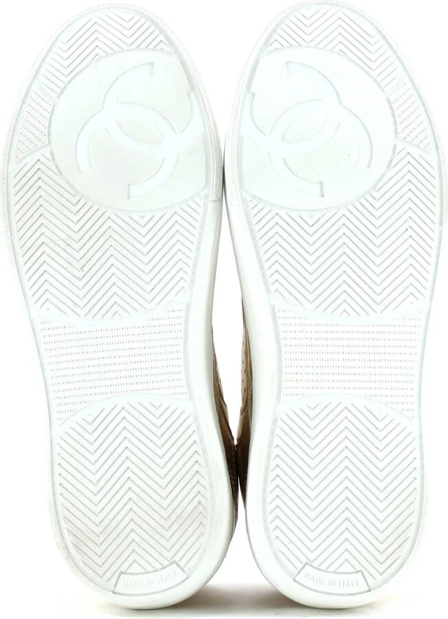 CHANEL Women's CC Low-Top Sneakers Perforated Leather - Image 4