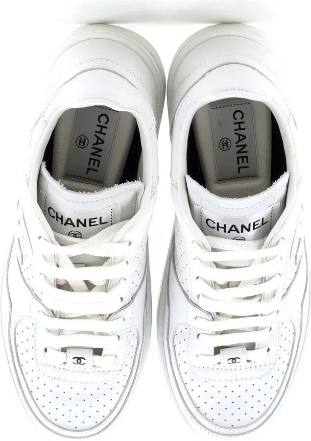 CHANEL Women's CC Low-Top Sneakers Perforated Leather - Image 2