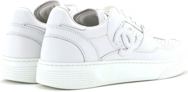 CHANEL Women's CC Low-Top Sneakers Perforated Leather - Image 3