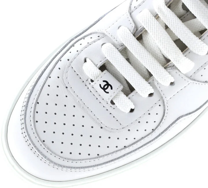 CHANEL Women's CC Low-Top Sneakers Perforated Leather - Image 5