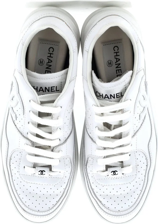 CHANEL Women's CC Low-Top Sneakers Perforated Leather - Image 2