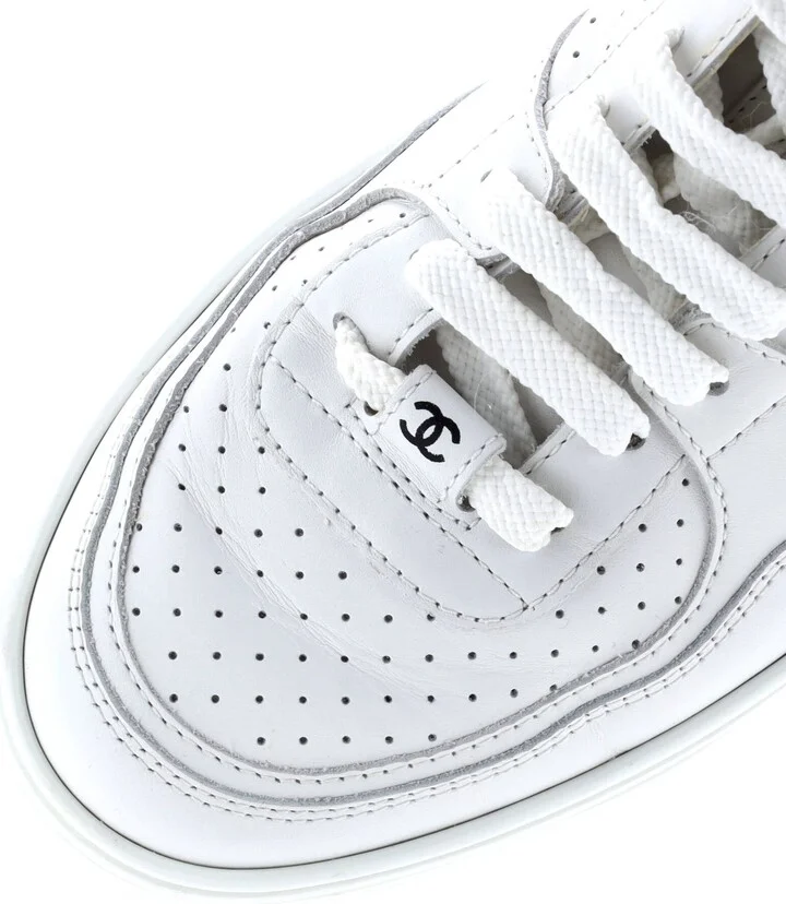 CHANEL Women's CC Low-Top Sneakers Perforated Leather - Image 5
