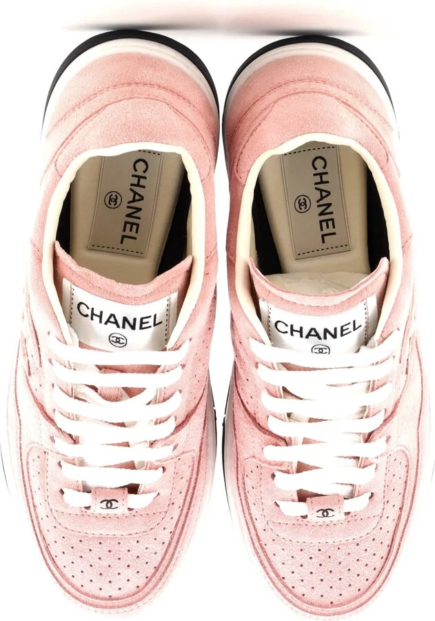 CHANEL Women's CC Low-Top Sneakers Perforated Suede - Image 2
