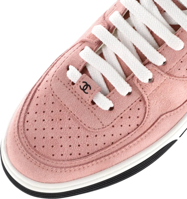 CHANEL Women's CC Low-Top Sneakers Perforated Suede - Image 5