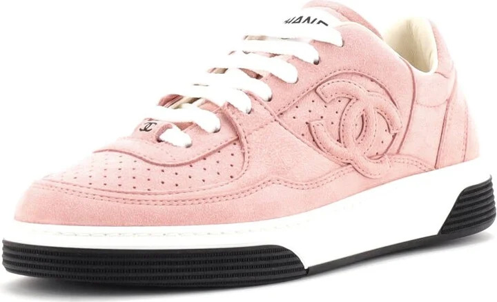 CHANEL Women's CC Low-Top Sneakers Perforated Suede