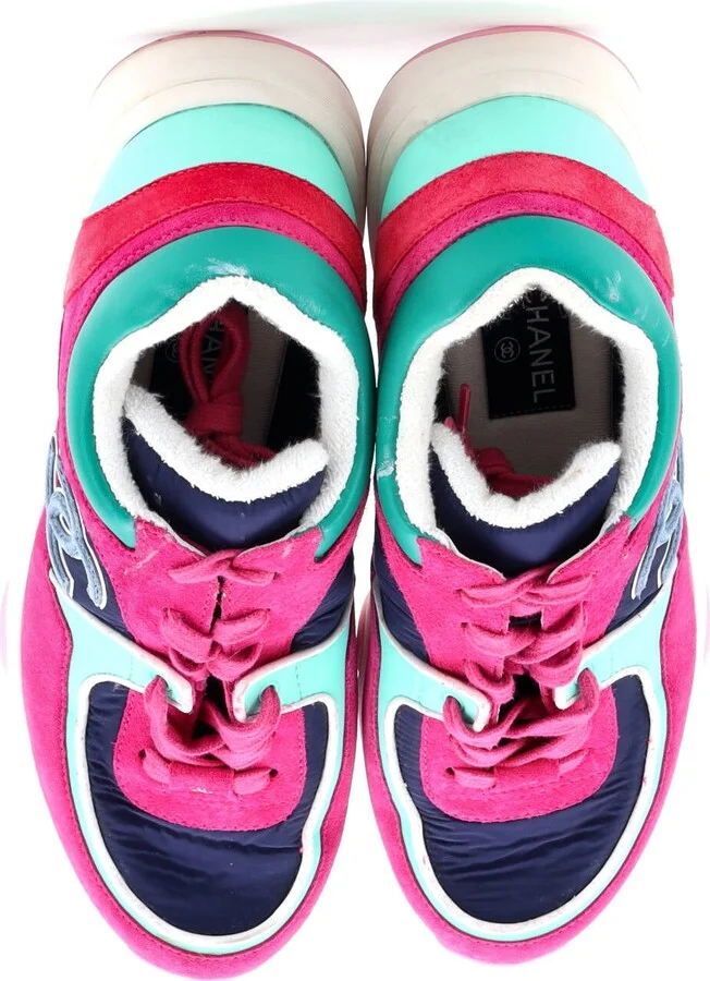 CHANEL Women's CC Low-Top Sneakers Suede and Fabric - Image 2