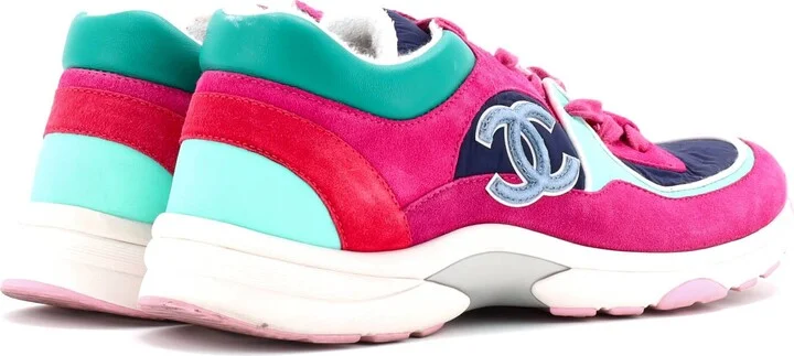 CHANEL Women's CC Low-Top Sneakers Suede and Fabric - Image 3
