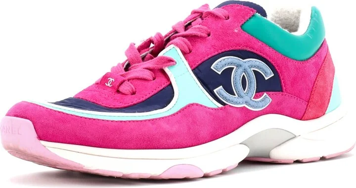 CHANEL Women's CC Low-Top Sneakers Suede and Fabric