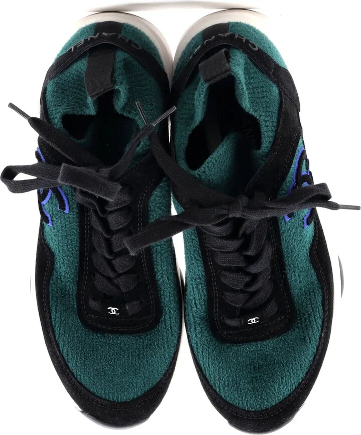 CHANEL Women's CC Low-Top Sneakers Suede and Knit Fabric - Image 2