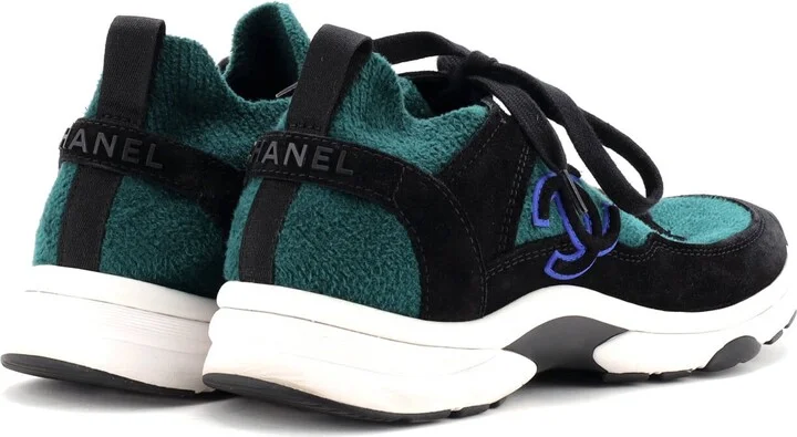CHANEL Women's CC Low-Top Sneakers Suede and Knit Fabric - Image 3