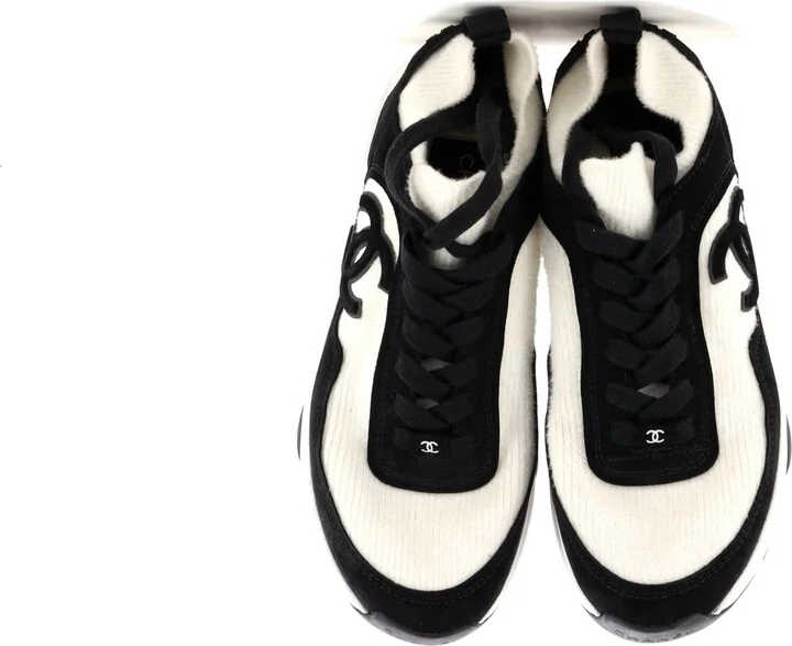 CHANEL Women's CC Low-Top Sneakers Suede and Knit Fabric - Image 2