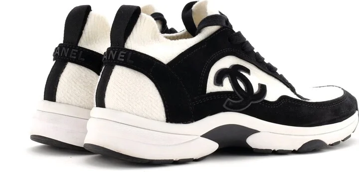 CHANEL Women's CC Low-Top Sneakers Suede and Knit Fabric - Image 3