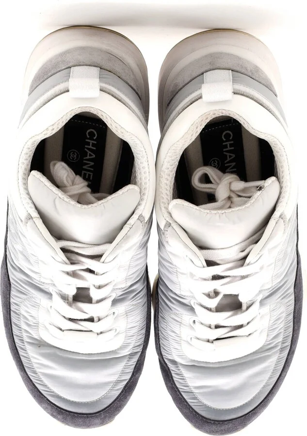 CHANEL Women's CC Low-Top Sneakers Suede with Leather and Nylon - Image 2