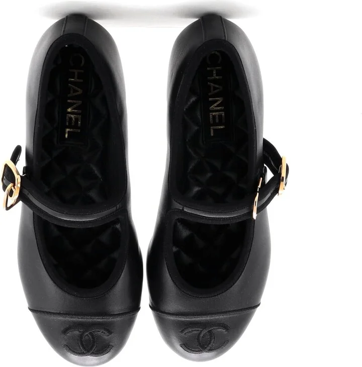 CHANEL Women's CC Mary Jane Flats Embroidered Leather - Image 2