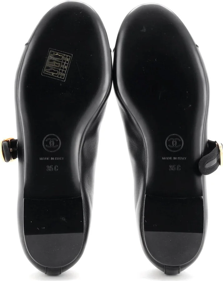 CHANEL Women's CC Mary Jane Flats Embroidered Leather - Image 4