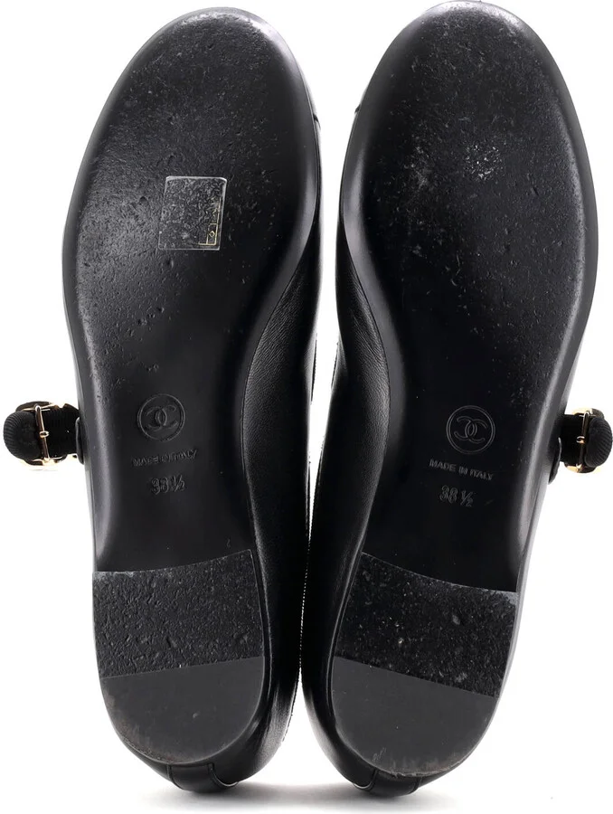 CHANEL Women's CC Mary Jane Flats Embroidered Leather - Image 4