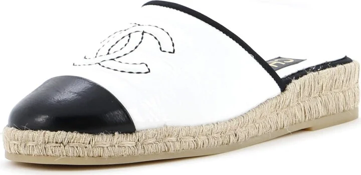 CHANEL Women's CC Mule Espadrilles Leather
