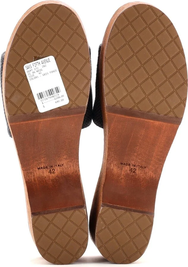 CHANEL Women's CC Mule Sandals Canvas and Wood - Image 4