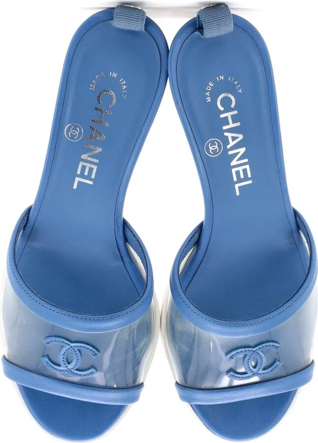 CHANEL Women's CC Mule Sandals PVC and Leather - Image 2