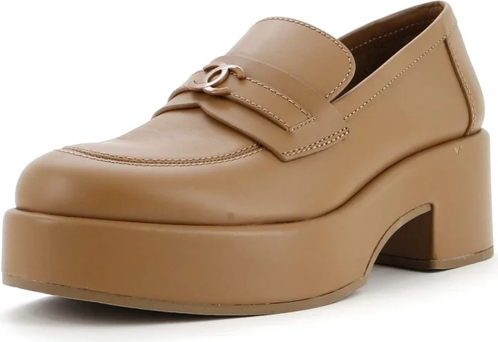 CHANEL Women's CC Platform Loafers Leather
