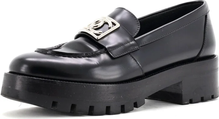 CHANEL Women's CC Platform Loafers Leather