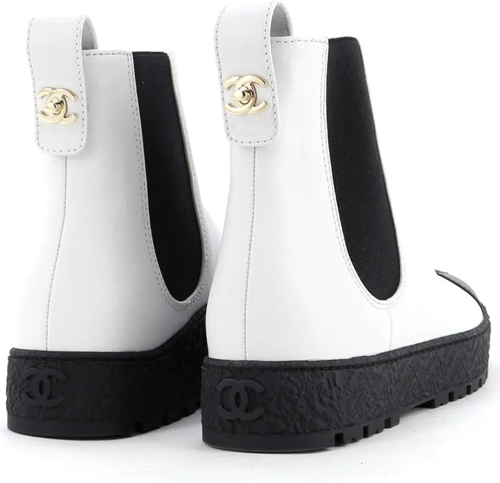 CHANEL Women's CC Turnlock Cap Toe Chelsea Boots Leather - Image 3