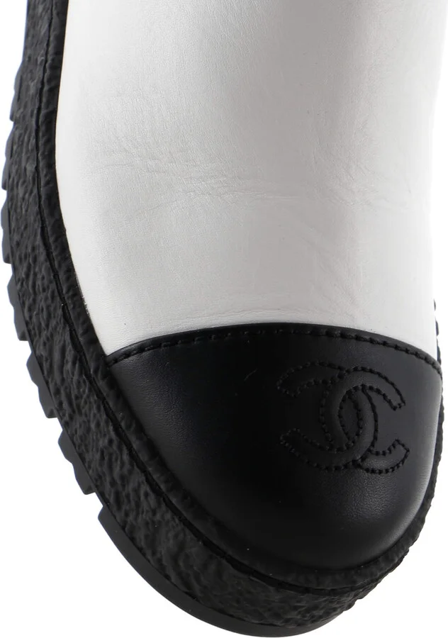 CHANEL Women's CC Turnlock Cap Toe Chelsea Boots Leather - Image 5