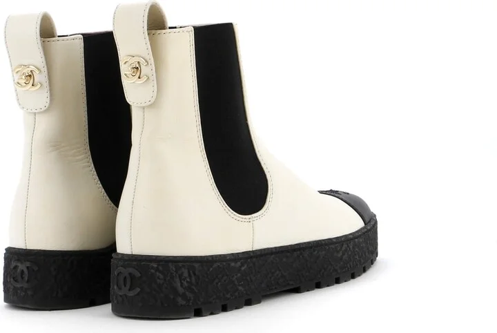 CHANEL Women's CC Turnlock Cap Toe Chelsea Boots Leather - Image 3