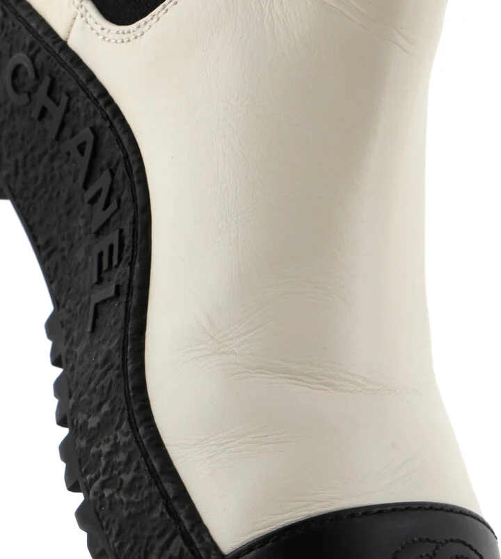 CHANEL Women's CC Turnlock Cap Toe Chelsea Boots Leather - Image 5