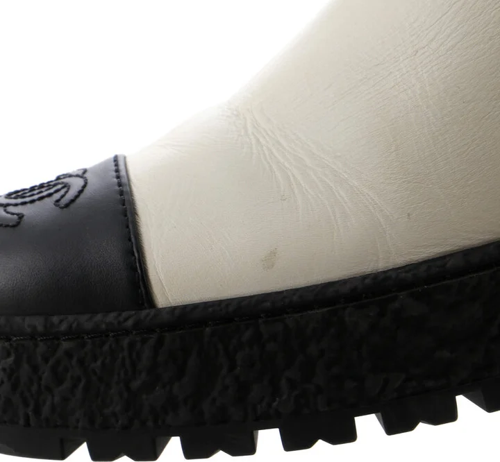 CHANEL Women's CC Turnlock Cap Toe Chelsea Boots Leather - Image 6
