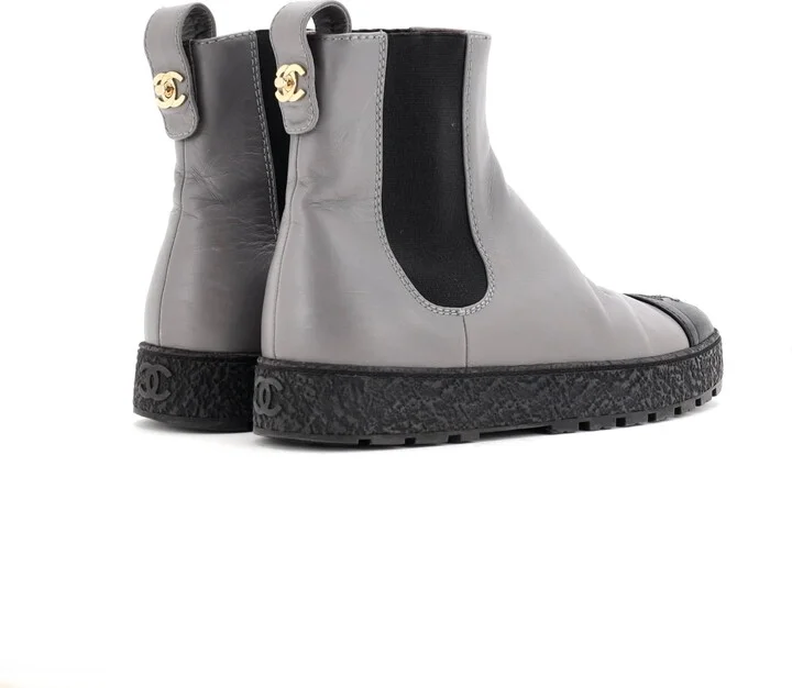 CHANEL Women's CC Turnlock Cap Toe Chelsea Boots Leather - Image 3