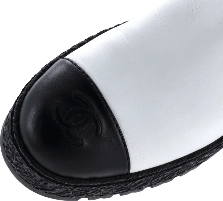 CHANEL Women's CC Turnlock Cap Toe Chelsea Boots Leather - Image 5